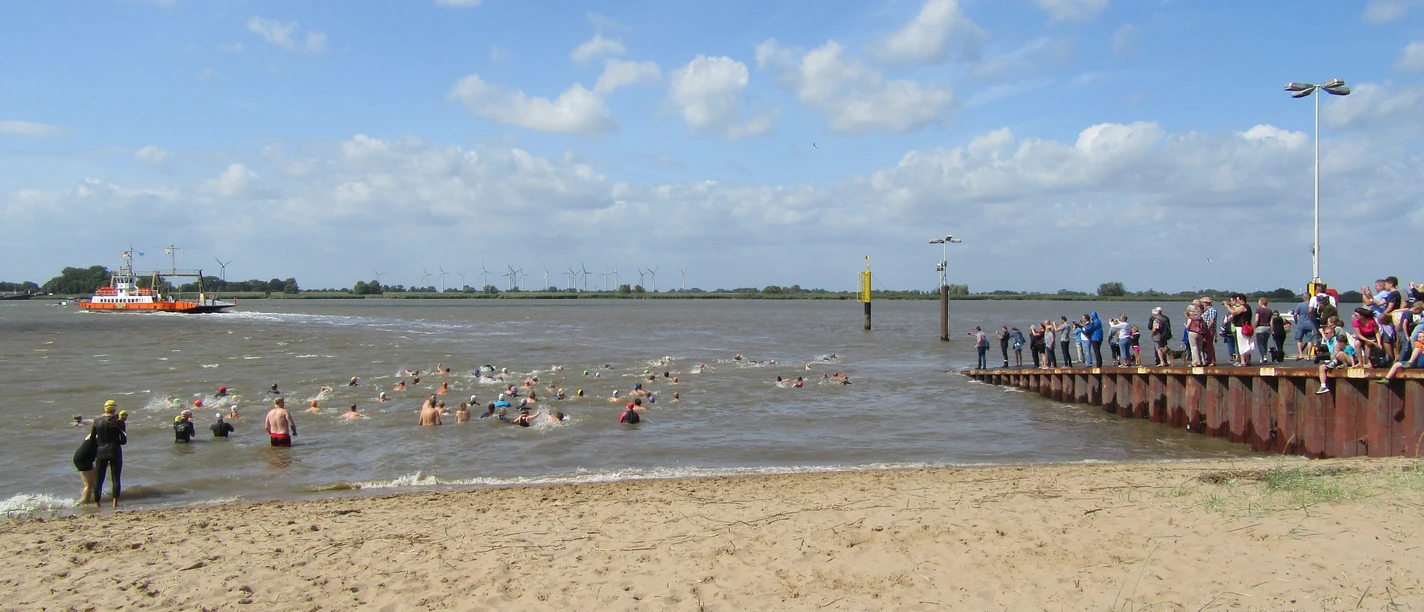 Allmers Schwimmen_CC BY SA Frauke Tienken.JPG Teilnehmende beim Hermann-Allmers-Schwimmen