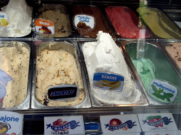 Ice cream selection at Eiscafé Martini