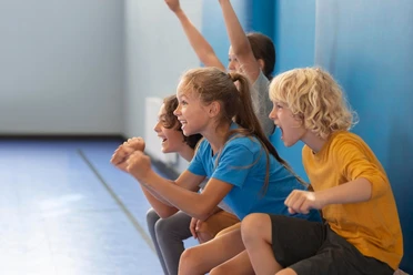 Happy children enjoying their gym class 23 2149070726