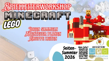 2026_07_20_SeSam_SpielleiterworkshopMinecraft_Veranstaltungskalender.png Werbegrafik: Spielleiterworkshop Minecraft & Lego. Eine Pixelfigur reitet, im Hintergrund Würfel.