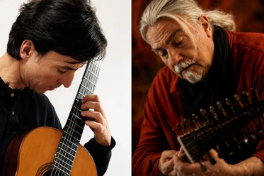 Duo Doppio Passo1.png zwei Musiker mit Gitarre und Laute