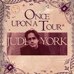 Vintage-Tourplakat „Once Upon a Tour“ mit Porträt von Jude York und floralen Ornamenten