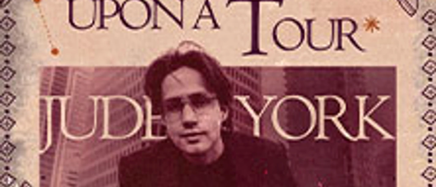 Vintage-Tourplakat „Once Upon a Tour“ mit Porträt von Jude York und floralen Ornamenten