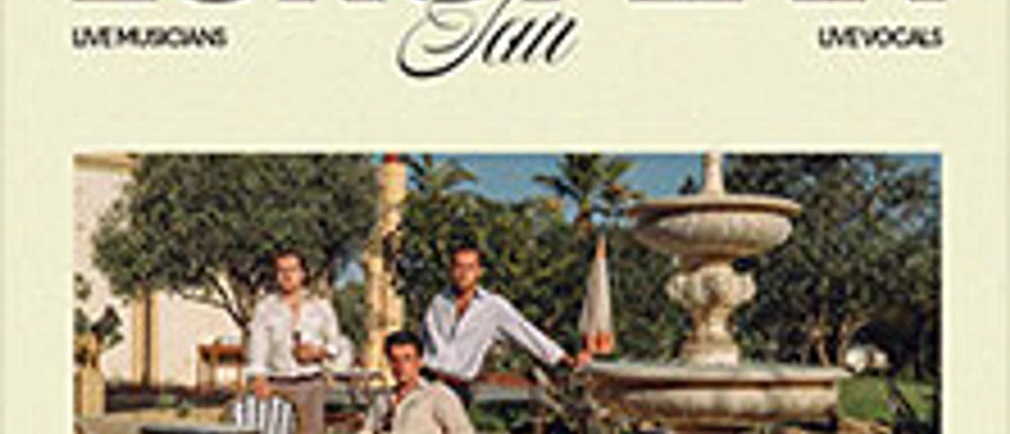 Tourplakat „The Bausa Presents European Tour“ mit zwei Personen an einem Brunnen.