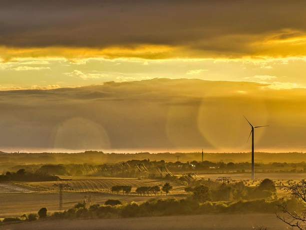 Blick auf Thallwitz bei Sonnenuntergang