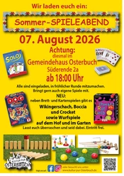 Spieleabend_2026_08_07_neu.png Gelbes Plakat zum Sommer-Spieleabend am 7. August 2026 mit Karten-, Brett- und Hofspielen