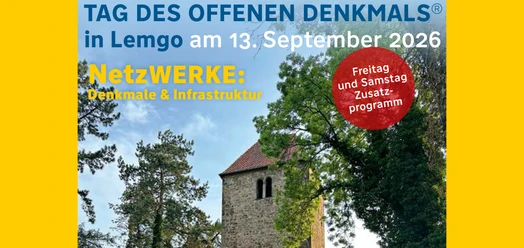 Plakat zum Tag des offenen Denkmals am 13. September 2026 in Lemgo mit Kirchturm