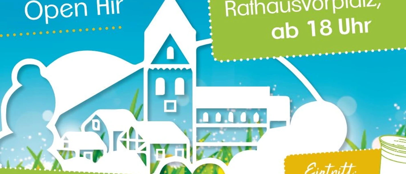 Samstags in Morsbach Plakat zum Open Air „Samstags in Morsbach“ 2026 mit Terminen und Bands auf blaugrünem Design.