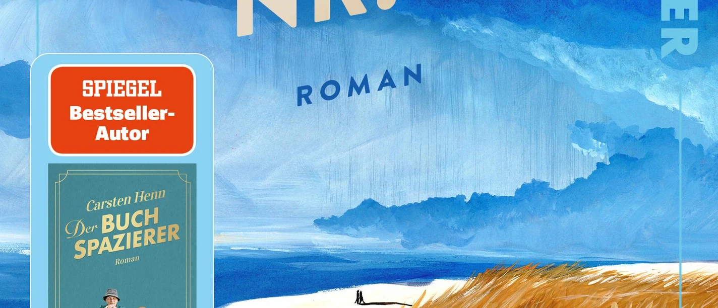 Buchcover „Sonnenaufgang Nr. 5“ von Carsten Henn mit blauem Himmel und Dünenlandschaft
