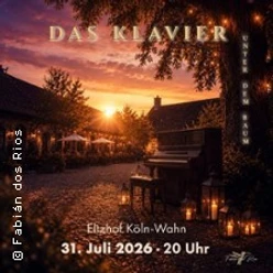 Plakat zum Sommerkonzert mit Klavier, Baum und Sonnenuntergang im Eltzhof
