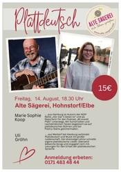 Plakat KoopGröhn Kopie.png Plattdeutsch in der Alten Sägerei