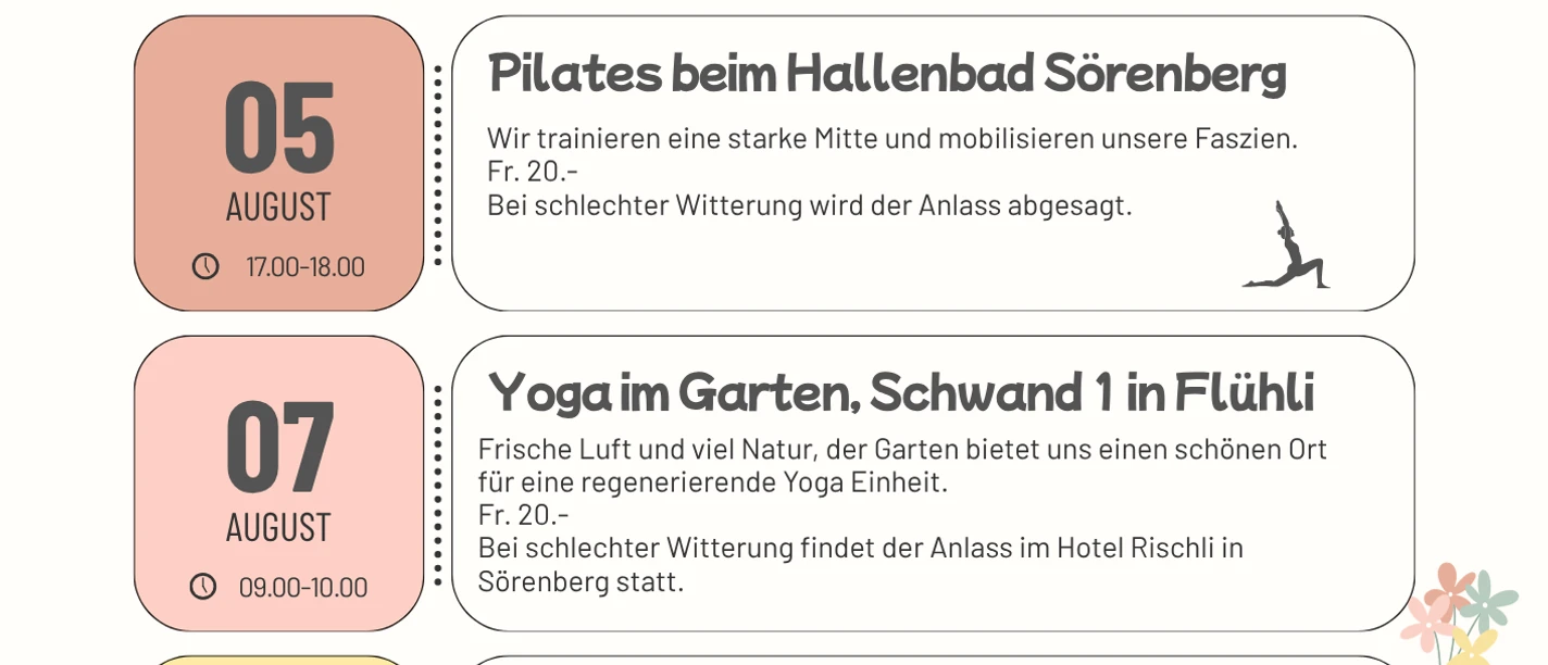 Sommerzeit 26 Pilates u Yoga