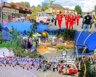 Lange Nacht der Republik Collage zur Langen Nacht der Republik mit Musikzug, Tanzgruppen und Ortsansichten