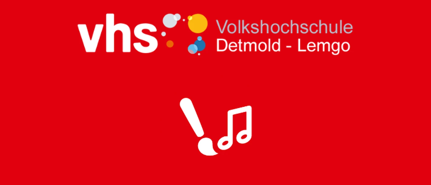 selected_cropmiddle_VhsKulturLippeToGo_d4ba8b.png Logo der Volkshochschule Detmold-Lemgo auf rotem Hintergrund mit Notensymbol