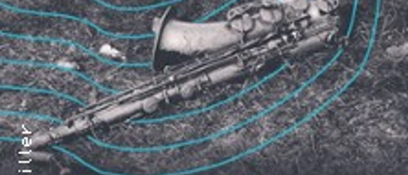 Trompete auf dunklem Grund mit türkisfarbenen Höhenlinien, Motiv zu Oli´s Jazz Messenger