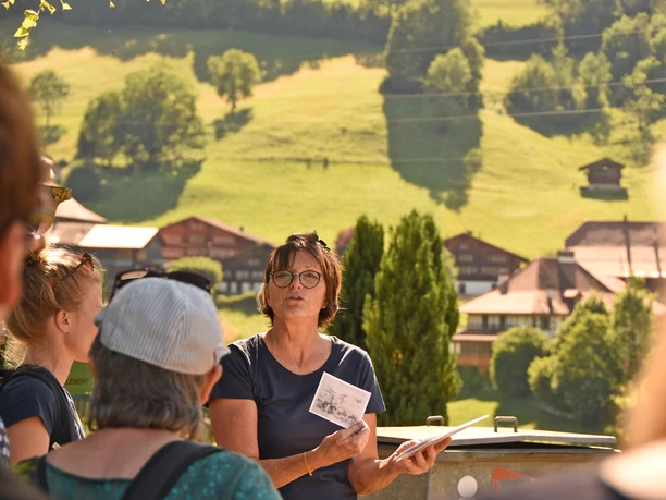 On the tour: Heidi Wampfler in her element Heidi Wampfler shows the group a postcard