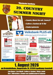 29. Country Summer Night Flyer zur 29. Country Summer Night am 1. August 2026 mit Musiker Sonny B in Espelkamp