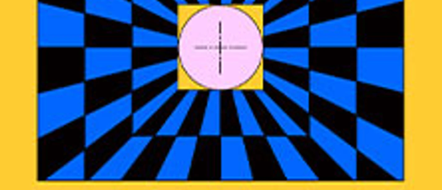 Gelbes Cover mit blau-schwarzem Strahlenmuster, Zielkreuz und Schriftzug „MIKE D 5D“