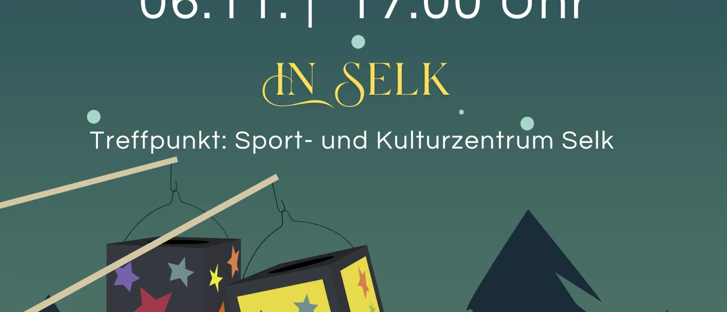 Lila Gelb Illustration Leuchtend Laternen Sankt Martin Flyer A4.png
