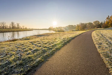 Der Elberadweg führt vorbei an Torgau