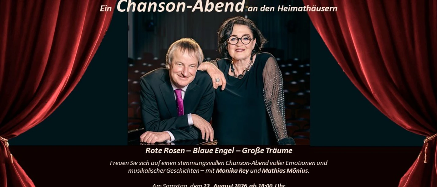 IMG_0827.jpeg Plakat Chanson-Abend mit rotem Bühnenvorhang und zwei Personen