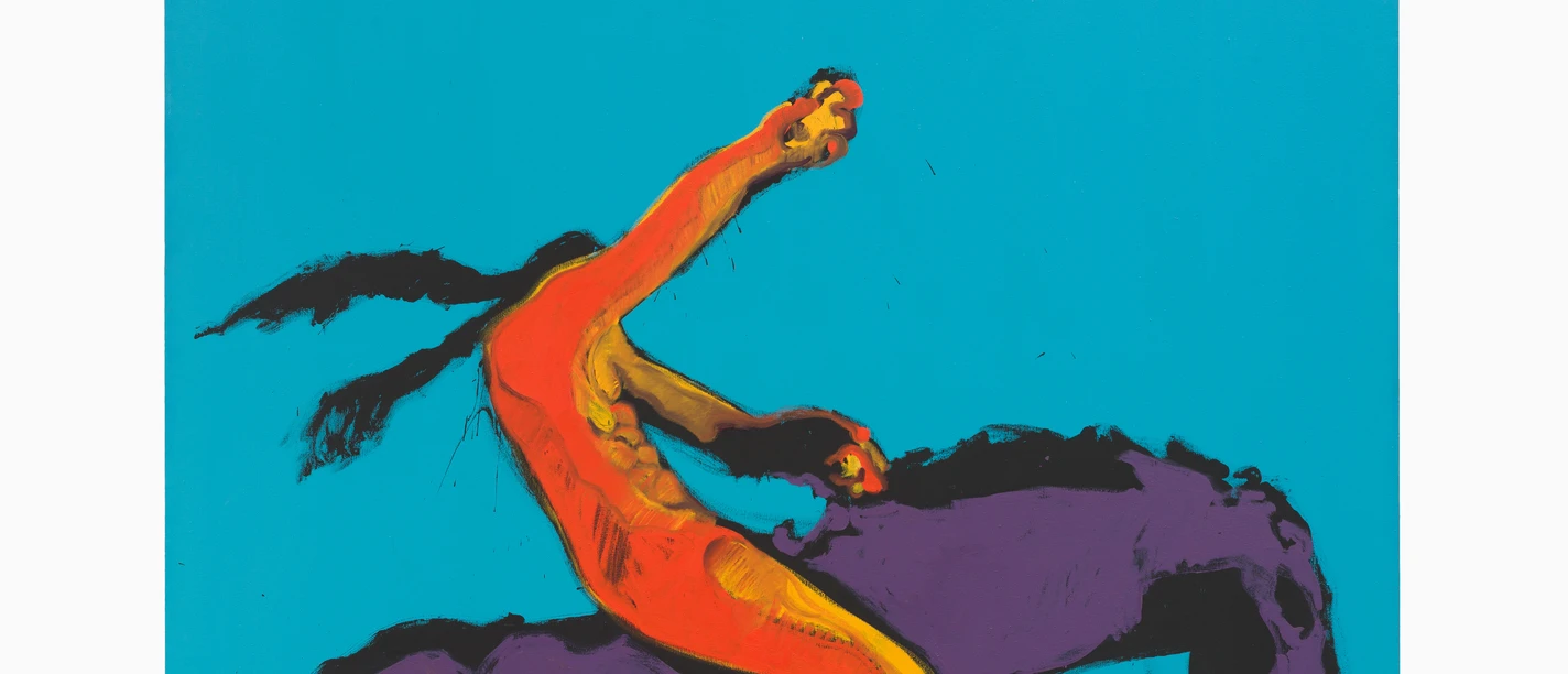 Fritz Scholder at the MMK Large painting with a figure on a turquoise background.