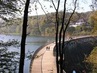 Blick auf die Staumauer der Glör