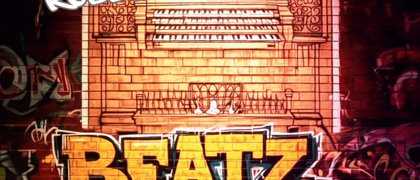 Graffiti-Plakat zu Beatz'n'Pipes mit Orgelzeichnung für die Lutherkirche Leer.