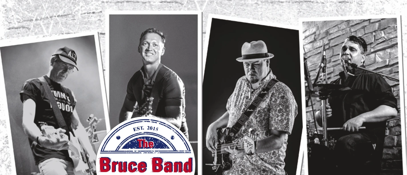 KULT-Net Bühne - THE BRUCE BAND Vier Bandmitglieder in individuellen Fotos