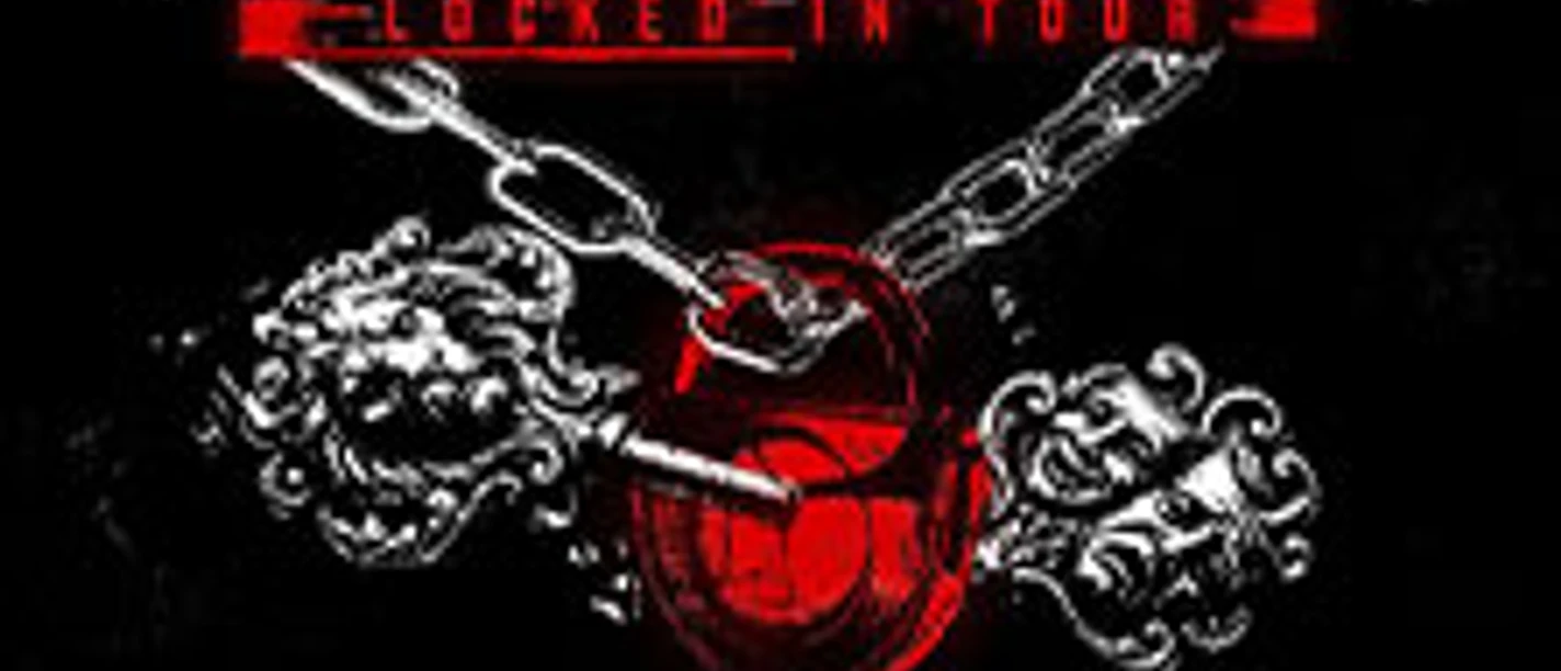 Schwarzes Tourplakat von Nemzzz mit roter Herzgrafik, Ketten und Schriftzug „Locked In Tour“