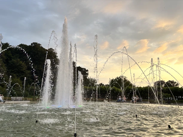 Bad Bentheim - Schloßpark - Springbrunnen bei Dämmerung