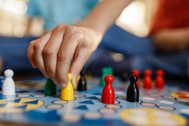 Close up of playing ludo game.
