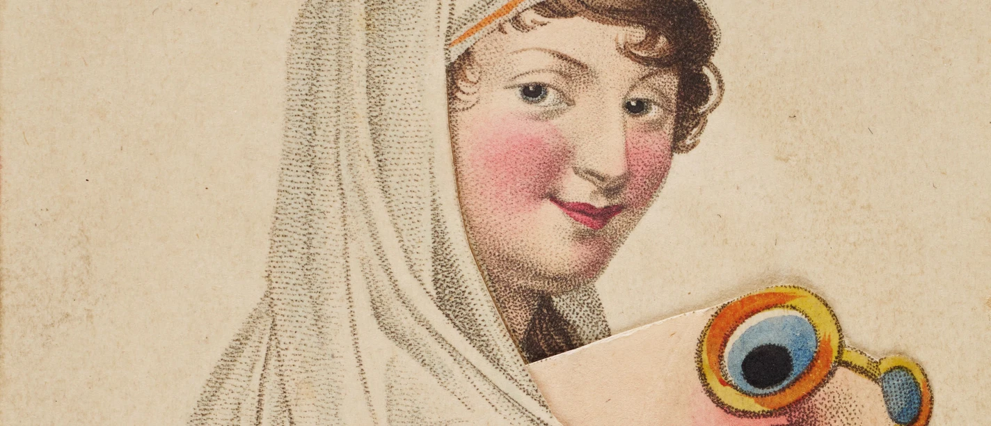 Historische Illustration einer Frau mit Brille
