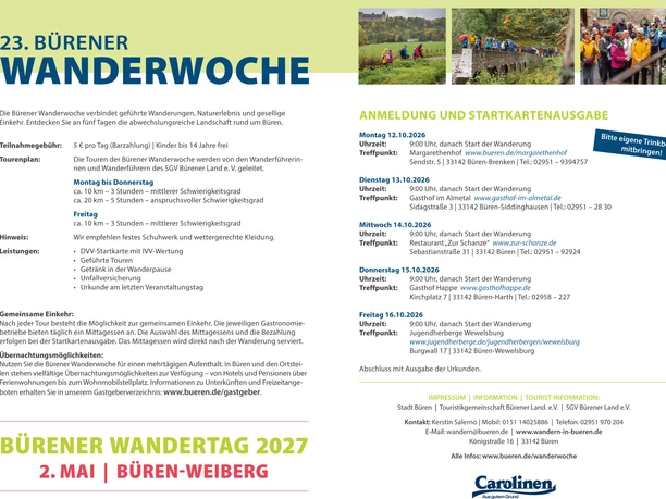 Flyer Bürener Wanderwoche 2026