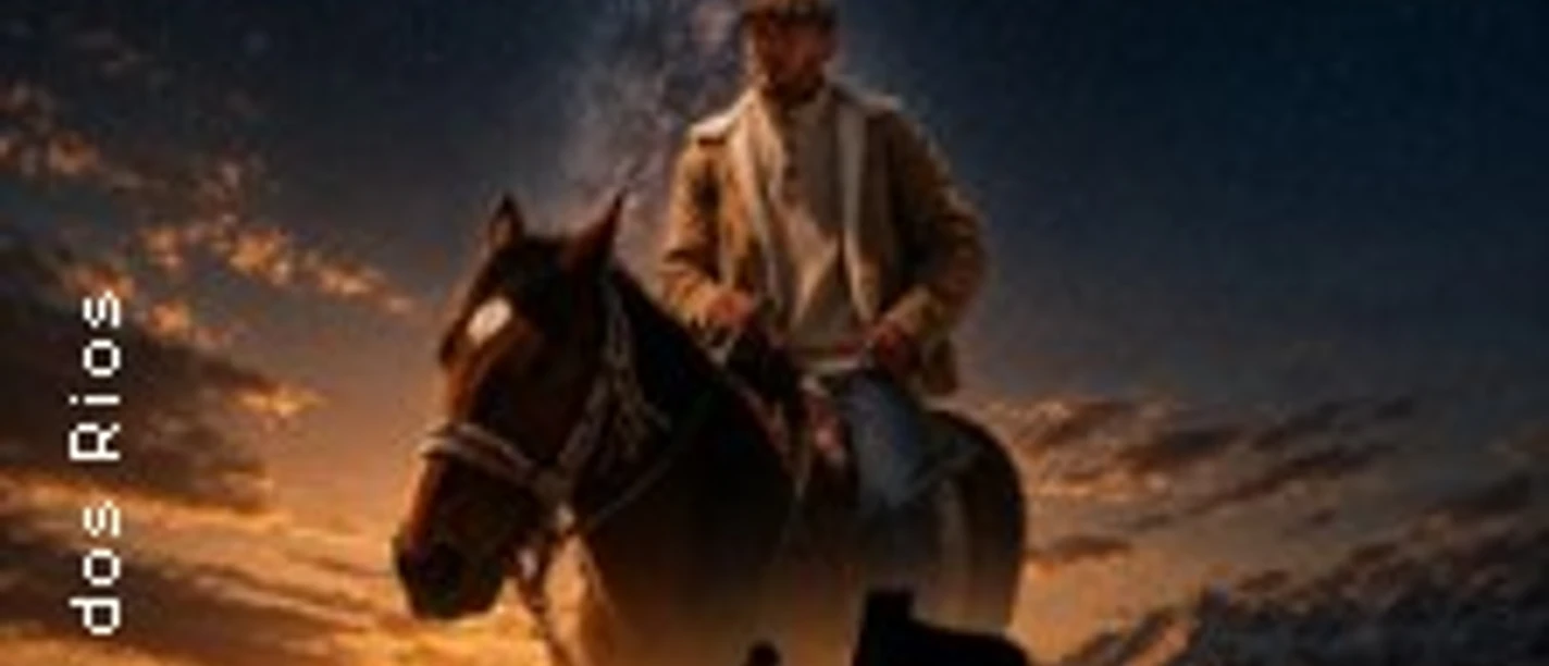 Cover „Der Alchemist“ mit Reiter auf Pferd bei Sonnenuntergang unter weitem Himmel