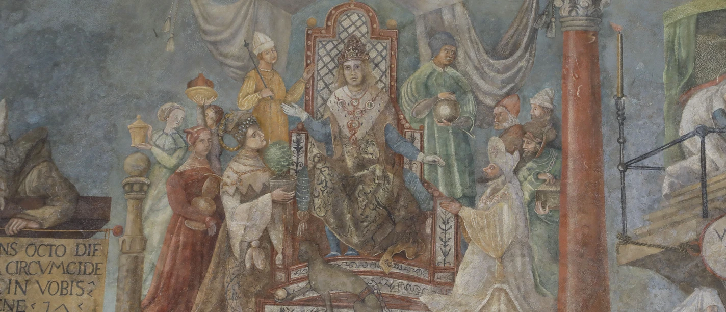 Wandfresko mit biblischer Szene in Kloster