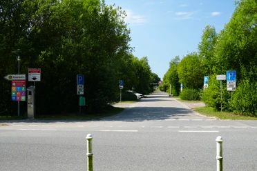 Ein Parkplatz zwischen Bäumen