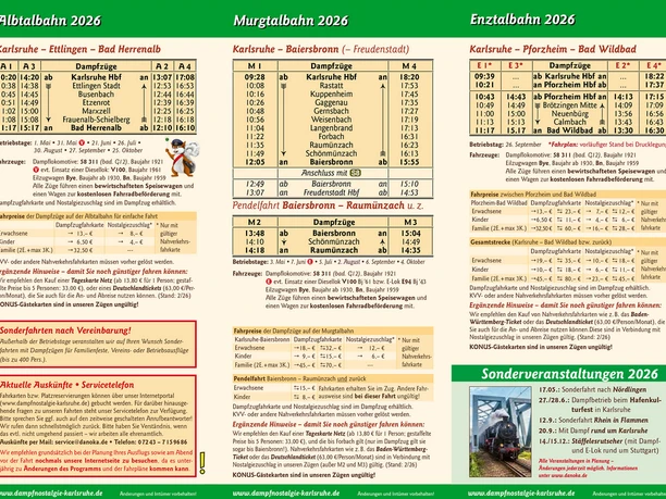 Informationen zum Dampfzug 2026