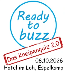 Flyer zum Kneipenquiz 2.0 Ready to buzz am 08.10.2026 im Hotel im Loh, Espelkamp.