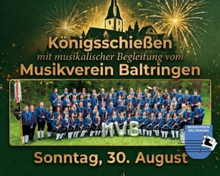 Werbeplakat zum Königsschießen in Levern mit Musikverein Baltringen am 30. August.