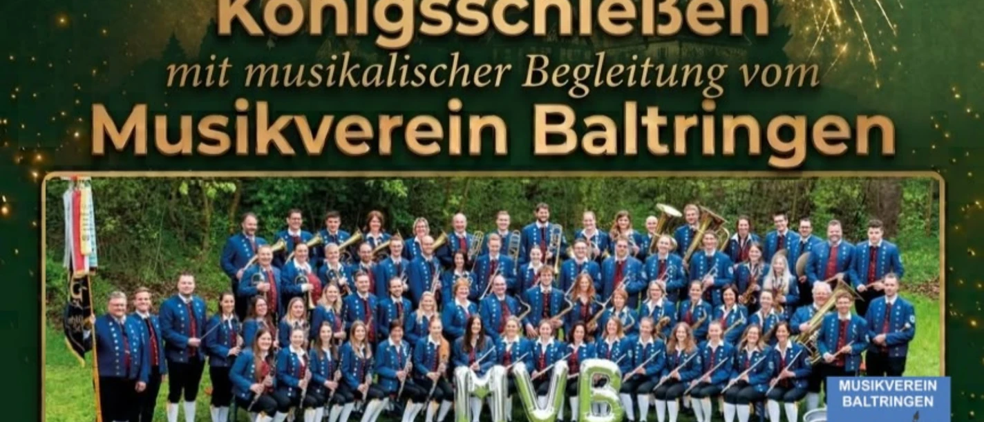 Werbeplakat zum Königsschießen in Levern mit Musikverein Baltringen am 30. August.