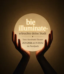 Leuchtende Kugel mit der Info zur Veranstaltung