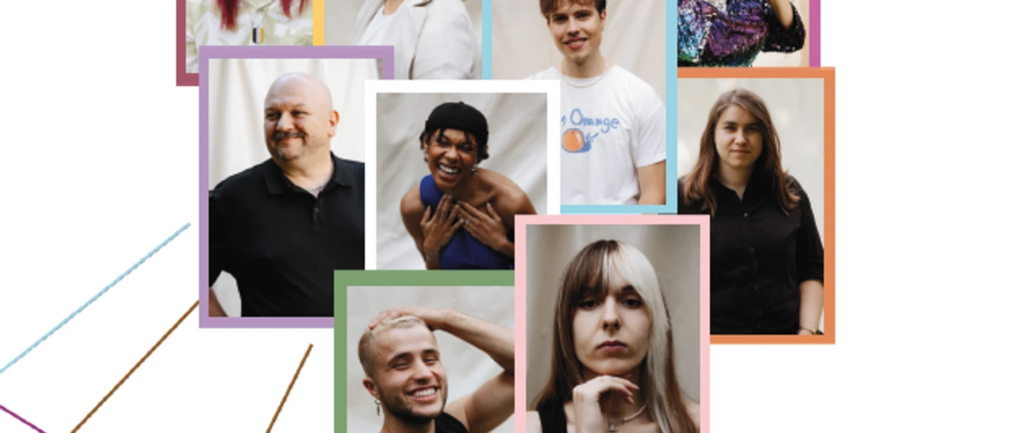 Das Bild zeigt das Plakat zur Ausstellung mit Portraitfotos der Beteiligten.