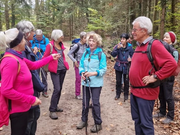 Wandergruppe im Herbstwald