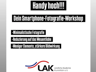 Plakat zum Smartphone-Fotografie-Workshop der LAK mit Dachsilhouette und Segelboot.