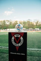 Kickoff at Viktoria Köln 1904 Soccer on a Viktoria Köln 1904 podium at Höhenberg Stadium