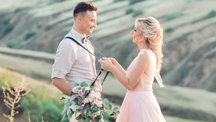 wedding couple on the nature in summer day. wedding couple on the nature in summer day.