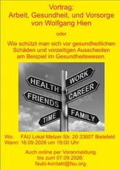 Vortrag Arbeit, Gesundheit und Vorsorge.