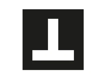 Ein schwarzes Symbol auf weißem Hintergrund zeigt einen wechselständigen, nach unten gerichteten Pfeil.