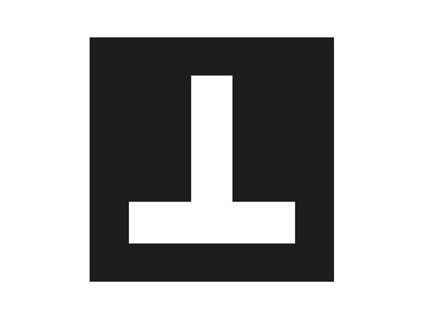 Wegzeichen des Hölderlinwegs Ein schwarzes Symbol auf weißem Hintergrund zeigt einen wechselständigen, nach unten gerichteten Pfeil.